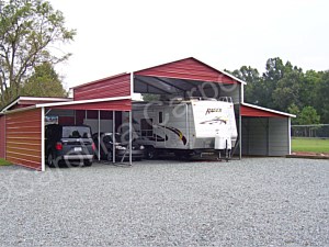 Boxed Eave Roof Style Carolina Barn with Step Down Panel on Main